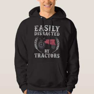 Mannen Gemakkelijk Afgeleid door Tractors Farmer Hoodie