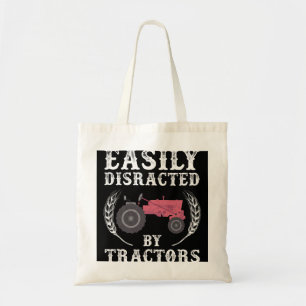 Mannen Gemakkelijk Afgeleid door Tractors Farmer Tote Bag