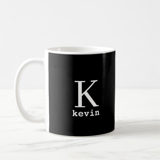 Mannen gemerkt zwart en wit naam gepersonaliseerd koffiemok (Links)