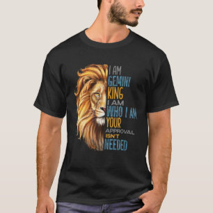 Mannen Gemini King Zodiac Astrology Birthday Lion T-shirt