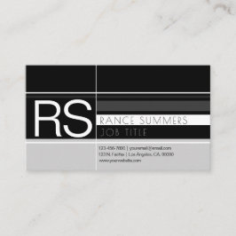 Mannen geometrisch monogram grijs en zwart visitekaartje