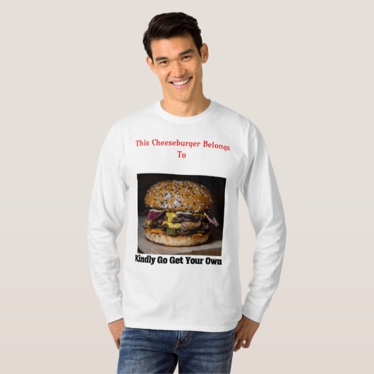 Mannen gepersonaliseerd Cheeseburger T Shirt (Voorkant volledig)