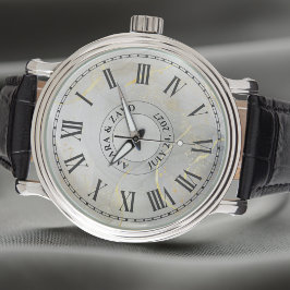 Mannen Gepersonaliseerd  horloge – Zwart leer