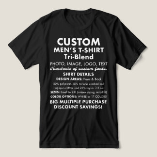 Mannen Gepersonaliseerd Zwart Tri-Blend T-Shirt