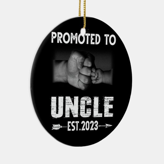 Mannen gepromoot in Oom Est 2023 Zwangerschap Keramisch Ornament (Rechts)