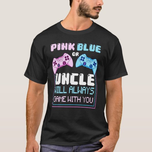 Mannen geslacht onthult roze of blauwe oom t-shirt (Voorkant)