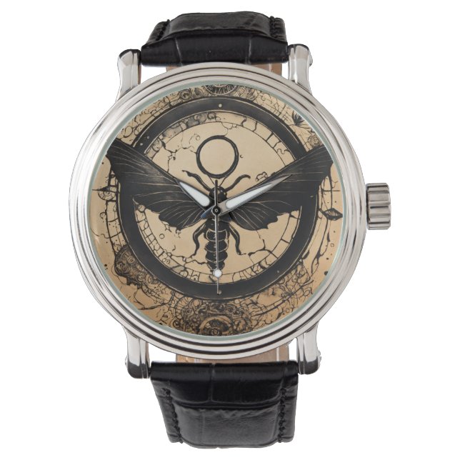 Mannen Getatoeëerde elegantie: cirkelvormig ontwer Horloge (Voorkant)