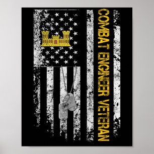 Mannen gevechtsingenieur Veteraan Shirt  Vlag Ve Poster