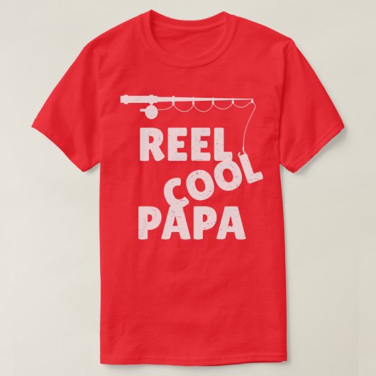 Mannen Gevist Reel Cool Papa Vaders Dag 1 T-shirt (Design voorkant)
