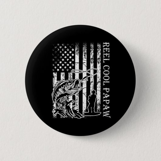 Mannen Gevist Reel Cool Papaw Amerikaanse vlag vad Ronde Button 5,7 Cm (Voorkant)