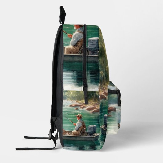 Mannen Gevist waterlandschap Bedrukte Rugzak (Links)