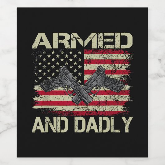 Mannen Gewapende en dodelijk grappige dodelijke va Wijn Etiket (Enkel label)