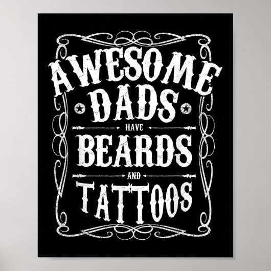 Mannen Geweldige Dads hebben oorten en Tattoos Fun Poster (Voorkant)