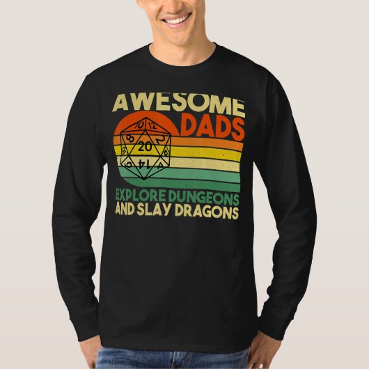 Mannen Geweldige Dads onderzoeken Dungeons Dm Rpg T-shirt (Voorkant)