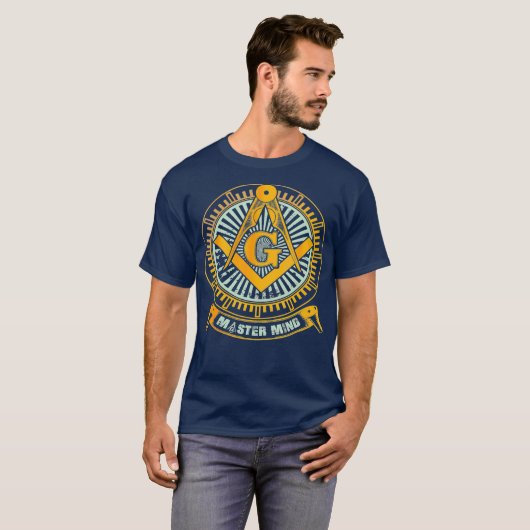 Mannen Geweldige Masonic Square en Compass Master T-shirt (Voorkant volledig)
