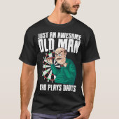 Mannen Geweldige, oud Man Dartboard Player Game T-shirt (Voorkant)