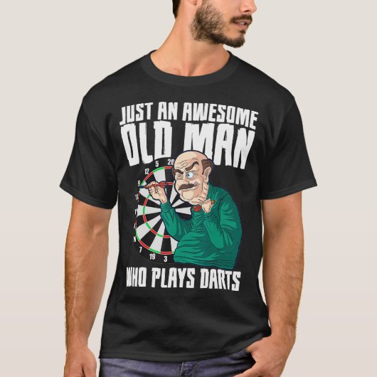 Mannen Geweldige, oud Man Dartboard Player Game T-shirt (Voorkant)