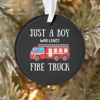 Mannen gewoon een jongen die van de brandwagen hou ornament