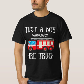Mannen gewoon een jongen die van de brandwagen hou t-shirt