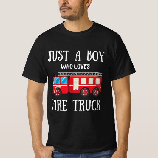 Mannen gewoon een jongen die van de brandwagen hou t-shirt (Voorkant)