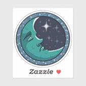 Mannen Gezicht In Maan Sticker (Vel)