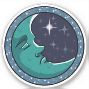 Mannen Gezicht In Maan Sticker