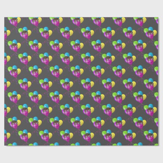 Mannen gezicht op verjaardagsballon cadeaupapier (Vlak)