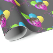 Mannen gezicht op verjaardagsballon cadeaupapier (Rol Hoek)