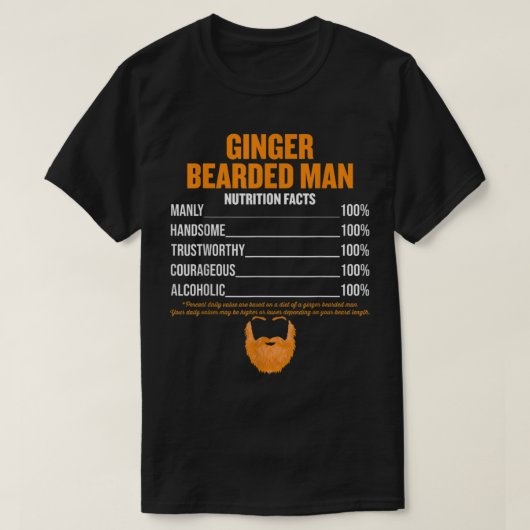 Mannen Ginger Bearded man nutricition facts redhea T-shirt (Design voorkant)