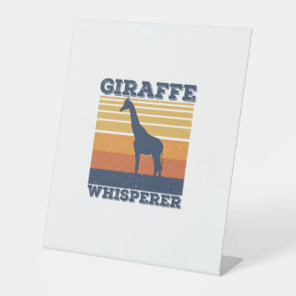 Mannen Giraffe Fluisteraar Retro Afrikaans Dier Vi Reclamebord Met Voetstuk