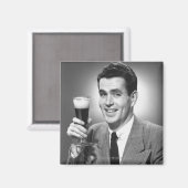 Mannen glas bier in studio B&W Magneet (Voorkant / Achterkant)
