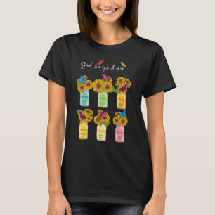 Mannen God zegt dat ik Zonnebloemen Christelijk be T-shirt