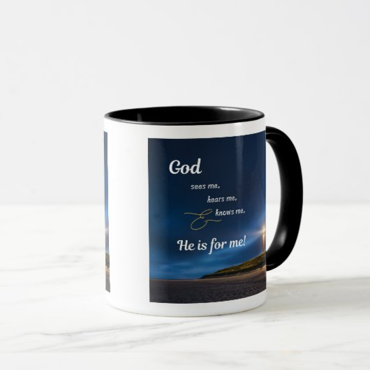 Mannen - God ziet-hoort-kent mij Mok (Voorkant rechts)