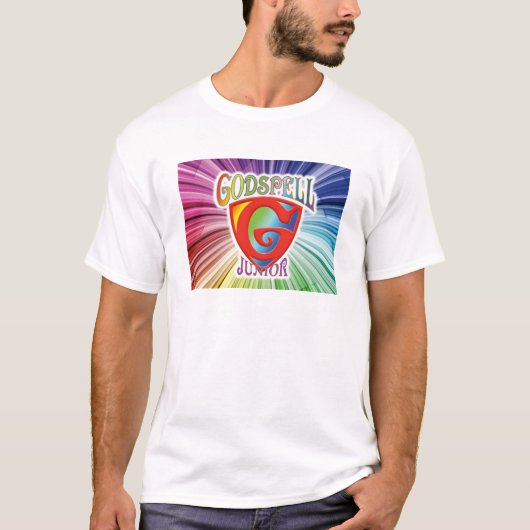 Mannen "Godspreuk Jr." Fancy Logo T-shirt (Voorkant)