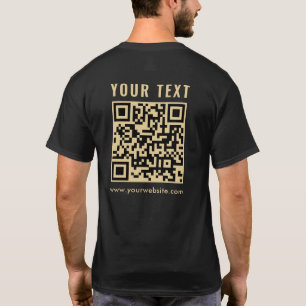 Mannen Gold Scan Me QR Code Dubbelzijdig afdrukken T-shirt
