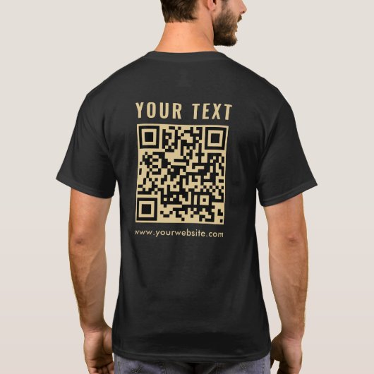 Mannen Gold Scan Me QR Code Dubbelzijdig afdrukken T-shirt (Achterkant)