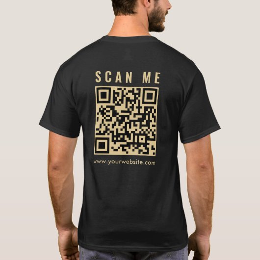 Mannen Gold Scan ME QR-code voor- en achterzijde T-shirt (Achterkant)