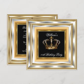 Mannen Gold Silver Birthday King 3 Kaart (Voorkant / Achterkant)
