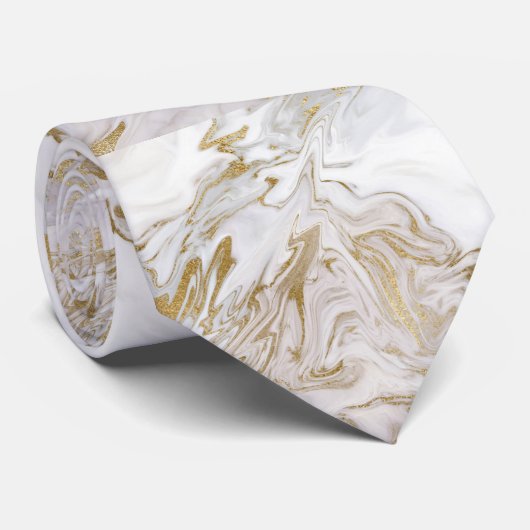 Mannen Gold Swirl Marble Stropdas (Opgerold)