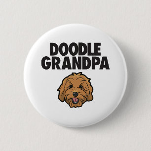 Mannen Goldendole Grandpa Doodle Papa Cute Golkuil Ronde Button 5,7 Cm