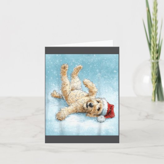 Mannen Goldendoodle Vader Kerstmis Kaart (Voorkant)