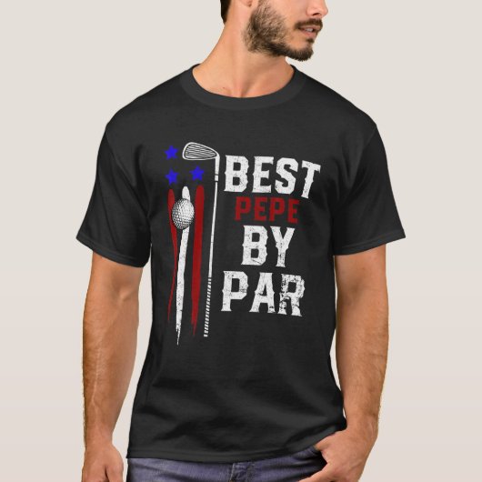 Mannen Golf Beste Pepe van Par Grandpa Golfer Vlag T-shirt (Voorkant)