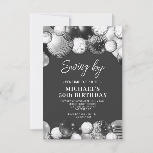 Mannen Golf Partee Swing Op Verjaardag Kaart (Voorkant)