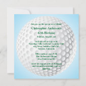Mannen Golfing 40th Birthday Invitation Kaart (Achterkant)