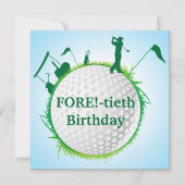Mannen Golfing 40th Birthday Invitation Kaart (Voorkant)