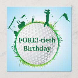 Mannen Golfing 40th Birthday Invitation Kaart