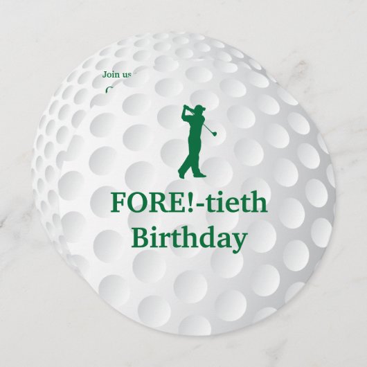 Mannen Golfing 40th Birthday Invitation Kaart (Voorkant / Achterkant)