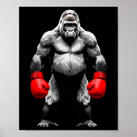 Mannen Gorilla Fighter Boxer Art Funny Animal Boxi Poster (Voorkant)