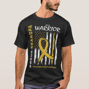 Mannen Goud Trots Opa Kinderkanker Bewustzijn T-shirt
