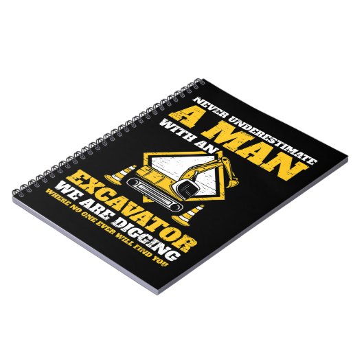 Mannen graafmachines onderschatten een oude notitieboek (Linkerzijde)